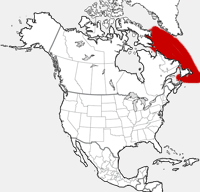 distribution map showing range of Cystophora cristata in North America