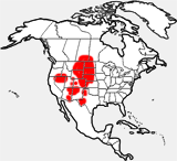 distribution map showing range of Antilocapra americana in North America