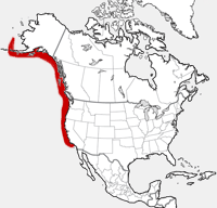 distribution map showing range of Eumetopias jubatus in North America