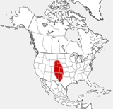 distribution map showing range of Vulpes velox in North America