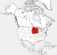 distribution map showing range of Elaphe vulpina in North America